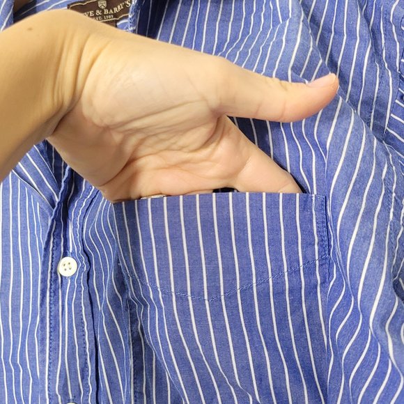 Steve & Barry's Men's Blue & White Striped Long Sleeve Button Up Cotton Shirt M - Picture 5 of 10
